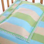 儿童床单纯棉单件婴儿幼儿园，宝宝老粗布凉席加厚加密格子条纹夏季