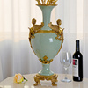 新古典陶瓷配铜大花瓶工艺品家装饰品 欧式配饰家居饰品奢华摆件