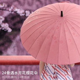 文艺清新风创意24骨防风防暴雨遇水开花伞直杆女晴雨两用长柄雨伞