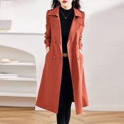 红色风衣女中长款2024今年流行春秋高级感小个子气质大衣外套