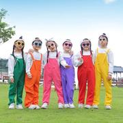 儿童啦啦队演出服幼儿园合唱表演服小学生运动会糖果色背带裤服装