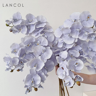lancol欧式仿真花，中式油画淡紫色蝴蝶兰花客厅样板房，装饰花假花