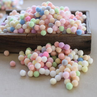 直径1.5CM糖果色毛球马卡龙毛绒球装饰小球球原分装100粒毛球