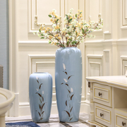 景德镇陶瓷花瓶落地摆件手绘现代简约家居客厅中式玄关，干花插花器