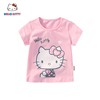 Hello Kitty童装女童薄款棉圆领短袖T恤宝宝卡通女童短袖t恤夏季