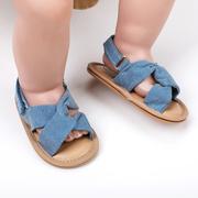 0-1岁女宝宝布凉鞋夏季公主学步鞋6-12个月软胶底防滑耐磨婴儿鞋9