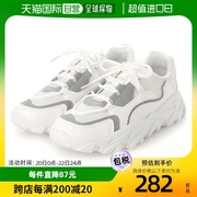 日本直邮lovehunter女士鞋子，白色运动休闲舒适系带圆头运动鞋