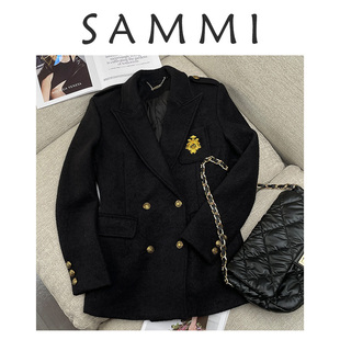 SAMMI7378小香风加绒西装外套女气质高级感秋冬款名媛中长款大衣