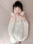 韩国熊宝睡袋！夏季三层纱布宝宝四季睡袋婴儿背心睡袋空调防踢被