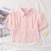 日系jk制服小见山泡泡，袖粉色衬衫，包臀裙套装收腰欲风
