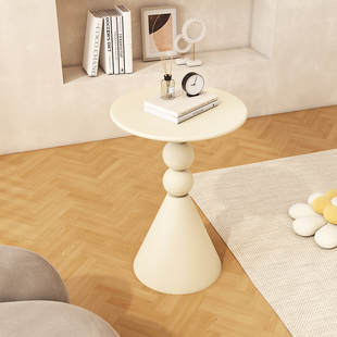 北欧铁艺边几小户型奶油风客厅圆形创意茶几沙发白色边桌简约现代