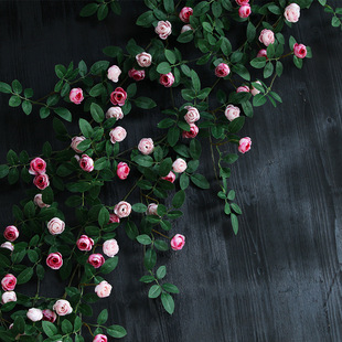 仿真玫瑰花藤假花藤条茶玫壁挂空调藤蔓缠绕装饰塑料藤蔓植物遮挡