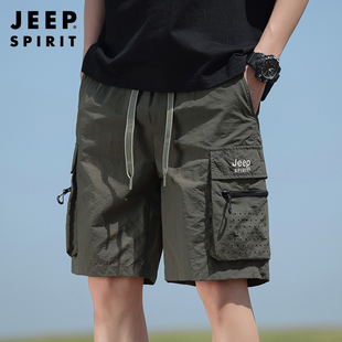 jeep吉普工装短裤男夏季薄款宽松多口袋5分裤外穿休闲运动五分裤
