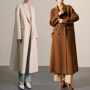 冬装女士长款双面呢羊毛大衣 高级感双排扣加长时髦外套