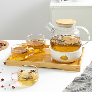 北欧耐热玻璃花茶壶蜡烛，加热花草茶具，水果茶壶套装下午茶蜡烛茶壶