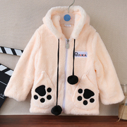 秋冬羊羔绒长袖外套，儿童装亲子装大熊猫，卡通可爱棉服保暖