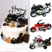 摩托车模型蛋糕摆件，父亲爸爸老公男神生日礼物，男朋友生日蛋糕装饰