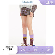 商场同款lulusmile秋季棋盘格大象图案，休闲紫色短裤运动裤热裤