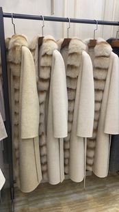 高端羊绒外套可脱卸狐狸，毛领中长款双面，羊毛收腰显瘦秋冬大衣
