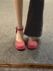 迖夫尼单鞋女2023年春季时尚百搭粉色小个子高跟粗跟玛丽珍鞋