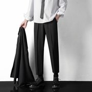 垂感小西裤男直筒修身夏季薄款冰丝，休闲裤子韩版dk男士九分西装裤