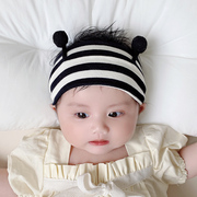 婴儿发带夏季护囟门宝宝帽子新生儿，胎帽可爱触角凹造型拍照头饰潮