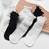 蕾丝袜子女中筒袜夏季薄款超薄白色长筒ins潮，堆堆袜黑色镂空花边