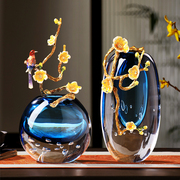 轻奢琉璃花瓶摆件高级感水晶玻璃，客厅玄关酒柜摆设高档家居装饰品
