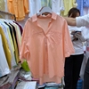 糖果色单棉衬衫女韩版口袋，休闲时尚翻领，短袖叠穿宽松夏装衬衣