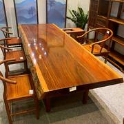 奥坎大板桌实木原木茶桌，茶台巴花办公桌，餐桌面红木整块花梨木