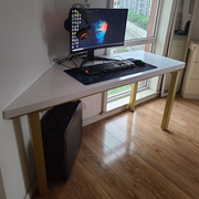 书桌实木双人电脑桌拐角转角，b尺约办l型，飘窗形公桌子简寸