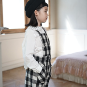 22秋季童装 日系可爱纯色娃娃圆领长袖衬衣白色衬衫甜美小众童装