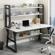 普派电脑桌台式家用书桌书柜，组合简约办公桌子，学生学习桌子暖白色