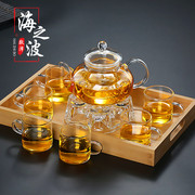 耐热玻璃功夫茶壶花茶壶，过滤泡茶器加厚高温，透明茶具套装家用茶杯