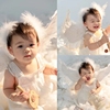 周岁儿童摄影天使翅膀写真拍照服装道具白色纱裙仿真棉花造型背景