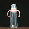 宝宝新生婴儿标准口径奶瓶带硅胶，奶嘴吸管手柄，防摔pp塑料喝水奶瓶