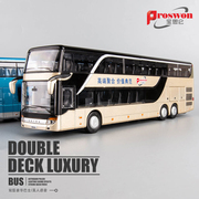 公交车玩具双层巴士，模型仿真儿童小汽车公共汽车合金，大巴车玩具