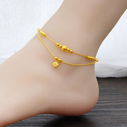 越南沙金转运珠脚链子女款性感，24k仿黄金，脚饰品镀金久不掉色