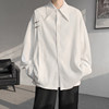 新中式男装中国风纯白色衬衫男款高级感中山唐装汉服西装内搭衬衣