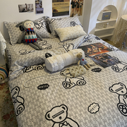 韩式卡通泰迪宝宝，可爱儿童床上用品四件套学生宿舍，床单被套三件套