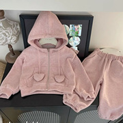 女童运动套装开衫春秋儿童韩版洋气两件套宝宝衣服