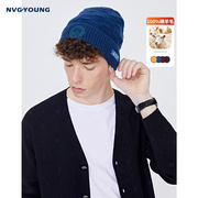 纯羊毛NVG·YOUNG意大利小帆船蓝色毛线帽男女同款针织保暖帽子