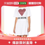 香港直邮Moschino莫斯奇诺女士连衣裙白色短袖心形印花时尚休闲