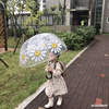 雨伞儿童ins宝宝可爱波点透明小街拍雏菊挡风花朵拱形风防雨拍照