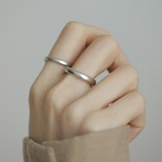 磨砂素圈纯银戒指女小众设计高级感对戒情侣款食指戒简约尾戒男士