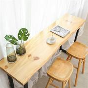 铁艺实木吧台桌家用靠墙，长条高脚酒吧阳台，奶茶店咖啡复古桌椅组合