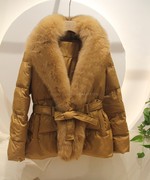 大狐狸毛领羽绒服女冬季2023年高端品牌，小个字鹅绒服外套短款