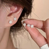 s925银山茶花朵耳钉女小巧精致防过敏养耳洞耳饰，气质高级感耳环潮