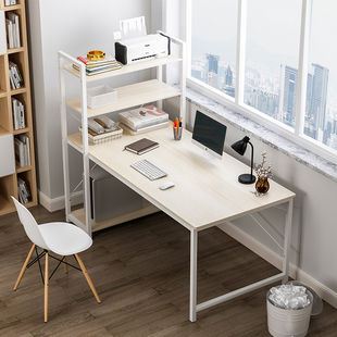 简易电脑台式桌家用简约租房一体桌书桌，书架组合卧室办公桌学生桌