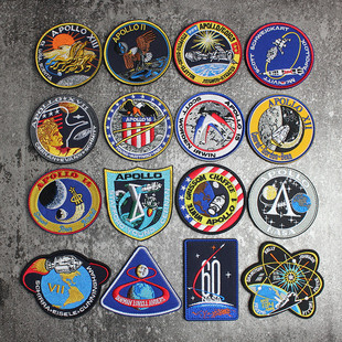 阿波罗计划刺绣魔术贴臂章，太空总署航空，魔术贴章衣服帽子贴章胸章